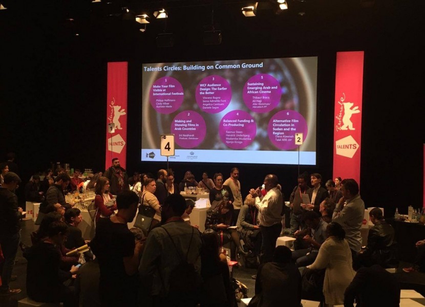 Programs and Communications Manager Dana Alawneh and Sudan Film Factory 's Talal Afifi at Berlinale Talents Circles